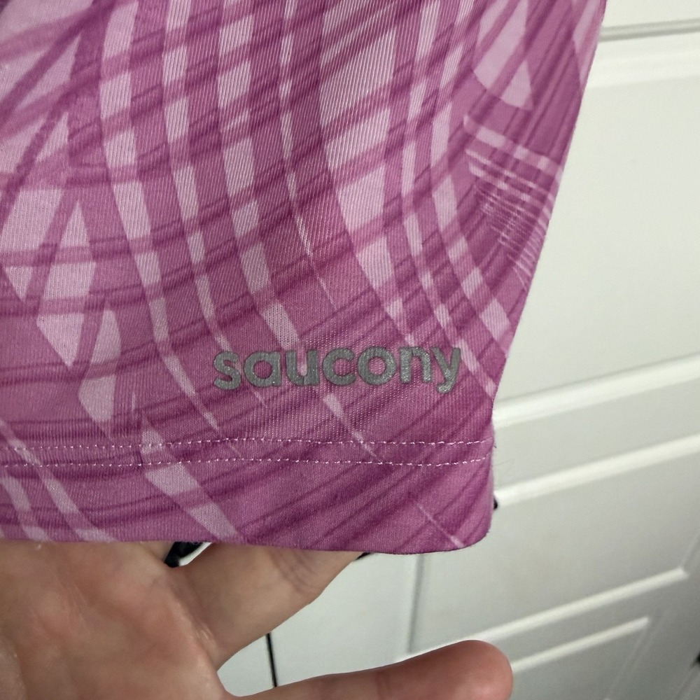 Saucony Womens Racerback Tank Top Purple Swirl Athletic Workout Gym Size L - Picture 9 of 12